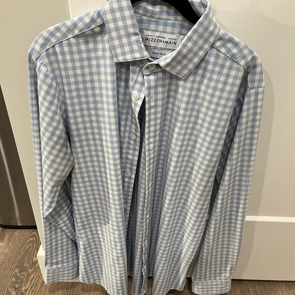 Mizzen and Main Leeward Dress shirt Light Blue Gingham